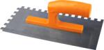 Evotools Drișcă zimțată cu mâner de plastic, 280x130x6mm, cu lamă din oțel și pas al dintelui de 6 mm. Folosită pentru aplicarea uniformă a adezivului la montarea gresiei, faianței, mozaicului sau plăcilor dec