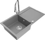 Mexen Leo, 1 kamrás gránit mosogató 900x500x190 mm és Elia mosogató csaptelep, szürke, 6501-71-670101-00 (6501-71-670101-00)