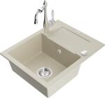 Mexen Enzo, gránit mosogató 576x465x174 mm, 1 kamrás és mosogató csaptelep Carla, bézs, 6506-69-670700-00 (6506-69-670700-00)
