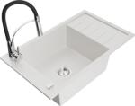 Mexen Elias, 1 kamrás gránit mosogató 795x480x200 mm és Aster mosogató csaptelep, fehér, 6511-20-73450-07 (6511-20-73450-07)