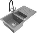 Mexen Matias, 1, 5 kamrás gránit mosogató 900x505x200 mm és Duo mosogató csaptelep, szürke, 6502-71-671701-07 (6502-71-671701-07)