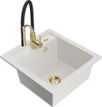 Mexen Vito, 1 kamrás gránit mosogató 490x520x210 mm és Aster mosogató csaptelep, fehér, 6503-20-73450-57-B (6503-20-73450-57-B)