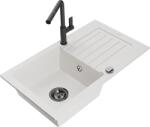 Mexen Pablo, 1 kamrás gránit mosogató 752x436x161 mm és Flora mosogató csaptelep, fehér, 6510-20-670401-70-B (6510-20-670401-70-B)
