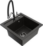 Mexen Vito, 1 kamrás gránit mosogató 520x490x210 mm, Duo mosogató csaptelep, fekete-arany metál, 6503-75-671701-07-B (6503-75-671701-07-B)