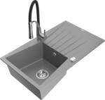 Mexen Cesar, 1 kamrás gránit mosogató 775x470x190 mm és Aster mosogató csaptelep, szürke, 6514-71-73450-07 (6514-71-73450-07)