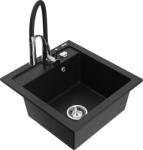 Mexen Vito, 1 kamrás gránit mosogató 490x520x210 mm és Aster mosogató csaptelep, fekete, 6503-77-73450-07 (6503-77-73450-07)