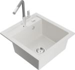 Mexen Vito, 1 kamrás gránit mosogató 490x520x210 mm és Flora mosogató csaptelep, fehér, 6503-20-670401-06 (6503-20-670401-06)