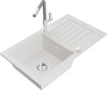 Mexen Pablo, 1 kamrás gránit mosogató 752x436x161 mm és Flora mosogató csaptelep, fehér, 6510-20-670401-06 (6510-20-670401-06)