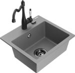 Mexen Milo, gránit mosogató 435x410x171 mm, 1 kamrás és mosogató csaptelep Carla, szürke, 6505-71-670700-70-B (6505-71-670700-70-B)