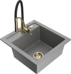Mexen Vito, 1 kamrás gránit mosogató 490x520x210 mm és Aster mosogató csaptelep, szürke, 6503-71-73450-57-G (6503-71-73450-57-G)