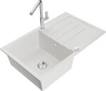 Mexen Bruno, 1 kamrás gránit mosogató 795x495x200 mm és Flora mosogató csaptelep, fehér, 6513-20-670401-00 (6513-20-670401-00)