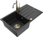Mexen Bruno, gránit mosogató 795x495x200 mm, 1 kamrás és mosogató csaptelep Carla, fekete-ezüst metál, 6513-73-670700-50 (6513-73-670700-50)
