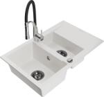 Mexen Gaspar, 1, 5 kamrás gránit mosogató 737x475x177 mm és Aster mosogató csaptelep, fehér, 6507-20-73450-07-B (6507-20-73450-07-B)