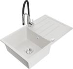 Mexen Bruno, 1 kamrás gránit mosogató 795x495x200 mm és Aster mosogató csaptelep, fehér, 6513-20-73450-07 (6513-20-73450-07)