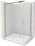 Mexen Omega eltolható zuhanykabin 120 x 80 cm, 8 mm-es üveg, arany profil-átlátszó üveg + vékony zuhanytálca 5 cm, 825-120-080-50-00-4010 (825-120-080-50-00-4010)