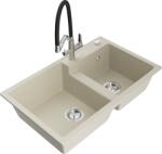 Mexen Tomas, 2 kamrás gránit mosogató 800x500x190 mm és konyhai csaptelep Duo, bézs, 6516-69-671701-07 (6516-69-671701-07)