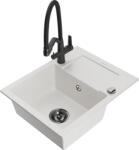 Mexen Enzo, gránit mosogató 576x465x174 mm, 1 kamrás és Duo mosogató csaptelep, fehér, 6506-20-671701-70-B (6506-20-671701-70-B)
