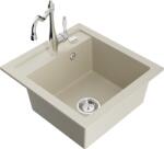 Mexen Vito, gránit mosogató 490x520x210 mm, 1 kamrás és mosogató csaptelep Carla, bézs, 6503-69-670700-00 (6503-69-670700-00)
