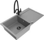 Mexen Leo, 1 kamrás gránit mosogató 900x500x190 mm és Duo mosogató csaptelep, szürke, 6501-71-671701-70-B (6501-71-671701-70-B)