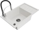 Mexen Elias, 1 kamrás gránit mosogató 795x480x200 mm és Aster mosogató csaptelep, fehér, 6511-20-73450-07-B (6511-20-73450-07-B)