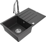 Mexen Bruno, 1 kamrás gránit mosogató 795x495x200 mm és Elia mosogató csaptelep, fekete foltos, 6513-76-670101-00 (6513-76-670101-00)