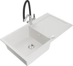 Mexen Leo, 1 kamrás gránit mosogató 900x500x190 mm és Duo mosogató csaptelep, fehér, 6501-20-671701-07 (6501-20-671701-07)