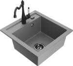 Mexen Vito, gránit mosogató 490x520x210 mm, 1 kamrás és mosogató csaptelep Carla, szürke, 6503-71-670700-70-B (6503-71-670700-70-B)