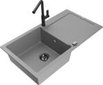 Mexen Leo, 1 kamrás gránit mosogató 900x500x190 mm és Flora mosogató csaptelep, szürke, 6501-71-670401-70-B (6501-71-670401-70-B)