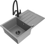 Mexen Bruno, 1 kamrás gránit mosogató 795x495x200 mm és Duo mosogató csaptelep, szürke, 6513-71-671701-70-B (6513-71-671701-70-B)