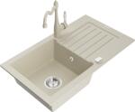 Mexen Pablo, gránit mosogató 752x436x161 mm, 1 kamrás és mosogató csaptelep Carla, bézs, 6510-69-670700-00 (6510-69-670700-00)