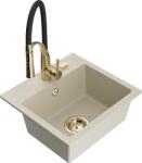 Mexen Milo, 1 kamrás gránit mosogató 435x410x171 mm és Aster mosogató csaptelep, bézs, 6505-69-73450-57-G (6505-69-73450-57-G)