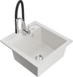 Mexen Vito, 1 kamrás gránit mosogató 490x520x210 mm és Aster mosogató csaptelep, fehér, 6503-20-73450-07 (6503-20-73450-07)