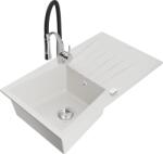 Mexen Cesar, 1 kamrás gránit mosogató 775x470x190 mm és Aster mosogató csaptelep, fehér, 6514-20-73450-07 (6514-20-73450-07)