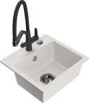 Mexen Milo, gránit mosogató 435x410x171 mm, 1 kamrás és Duo mosogató csaptelep, fehér, 6505-20-671701-70-B (6505-20-671701-70-B)
