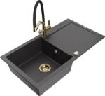 Mexen Leo, 1 kamrás gránit mosogató 900x500x190 mm és Duo mosogató csaptelep, fekete foltos, 6501-76-671701-57-G (6501-76-671701-57-G)
