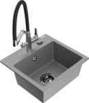Mexen Milo, gránit mosogató 435x410x171 mm, 1 kamrás és Duo mosogató csaptelep, szürke, 6505-71-671701-07-B (6505-71-671701-07-B)