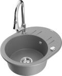 Mexen Kevin, 1 kamrás gránit mosogató 586x458x190 mm és Elia mosogató csaptelep, szürke, 6517-71-670101-00 (6517-71-670101-00)