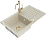 Mexen Pablo, gránit mosogató 752x436x161 mm, 1 kamrás és mosogató csaptelep Carla, bézs, 6510-69-670700-50 (6510-69-670700-50)