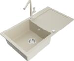 Mexen Leo, 1 kamrás gránit mosogató 900x500x190 mm és Flora mosogató csaptelep, bézs, 6501-69-670401-09 (6501-69-670401-09)
