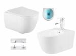 Mexen Carmen Rimless, falra akasztható WC csésze ülőkés + bidé, fehér, 30880400 + 35884900 (30880400-35884900)