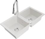 Mexen Mario, 2 kamrás gránit mosogató 820x436x161 mm és Elia mosogató csaptelep, fehér, 6504-20-670101-00 (6504-20-670101-00)