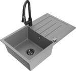 Mexen Bruno, 1 kamrás gránit mosogató 795x495x200 mm és Elia mosogató csaptelep, szürke, 6513-71-670101-70-B (6513-71-670101-70-B)