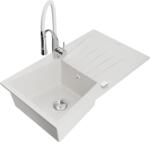 Mexen Cesar, 1 kamrás gránit mosogató 775x470x190 mm és Aster mosogató csaptelep, fehér, 6514-20-73450-02 (6514-20-73450-02)