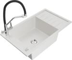 Mexen Elias, 1 kamrás gránit mosogató 795x480x200 mm és Duo mosogató csaptelep, fehér, 6511-20-671701-07 (6511-20-671701-07)