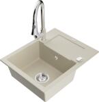 Mexen Enzo, 1 kamrás gránit mosogató 576x465x174 mm és Elia mosogató csaptelep, bézs, 6506-69-670101-00 (6506-69-670101-00)