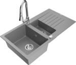 Mexen Matias, 1, 5 kamrás gránit mosogató 900x505x200 mm és Elia mosogató csaptelep, szürke, 6502-71-670101-00 (6502-71-670101-00)