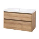 Mereo Mereo, Opto, Fürdőszobaszekrény öntött márvány mosdóval, 101cm, Riviera Oak, MER-CN922M (MER-CN922M)