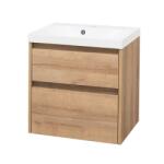 Mereo Mereo, Opto, Fürdőszobaszekrény öntött márvány mosdóval, 61cm, Riviera Oak, MER-CN920M (MER-CN920M)