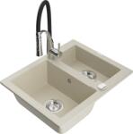 Mexen Carlos, 1, 5 kamrás gránit mosogató 582x475x177 mm és Aster mosogató csaptelep, bézs, 6518-69-73450-07 (6518-69-73450-07)