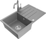 Mexen Bruno, gránit mosogató 795x495x200 mm, 1 kamrás és mosogató csaptelep Carla, szürke, 6513-71-670700-71 (6513-71-670700-71)